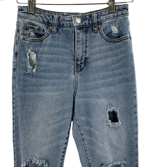 Wild Fable Cropped Ankle Length Distressed High Waisted Boot Cut Jeans - Picture 2 of 7